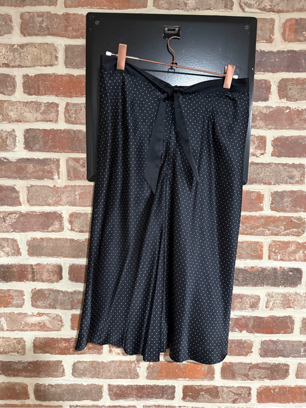 Vintage Banana Republic Black Polka Dot Skirt with Tie Waist